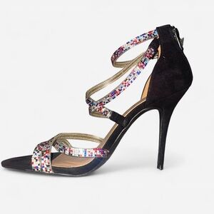 Jessica Simpson Black and Multicolor Strappy Heels